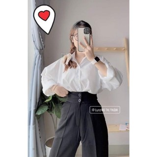 Quần tây nữ lưng cao đi học 2 nút khuy cúc dọc dáng quần baggy vải nữ học sinh công sở QT1