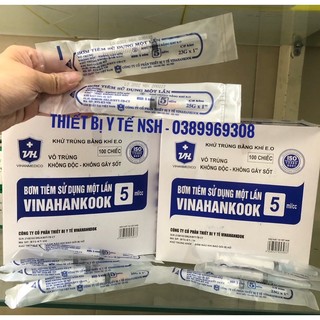 ❤️ HỘP 100 CÂY BƠM KIM TIÊM VÔ TRÙNG VINAHANKOOK 5CC 23G 25G, BƠM KIM TIÊM ỐNG CHÍCH TIÊM 5cc 5ml 23G 25G VINAHANCOOK