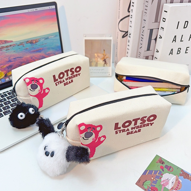 Túi Đựng Bút Bằng Vải Canvas Thiết Kế Hình Cún Con Dễ Thương Dành Cho Học Sinh