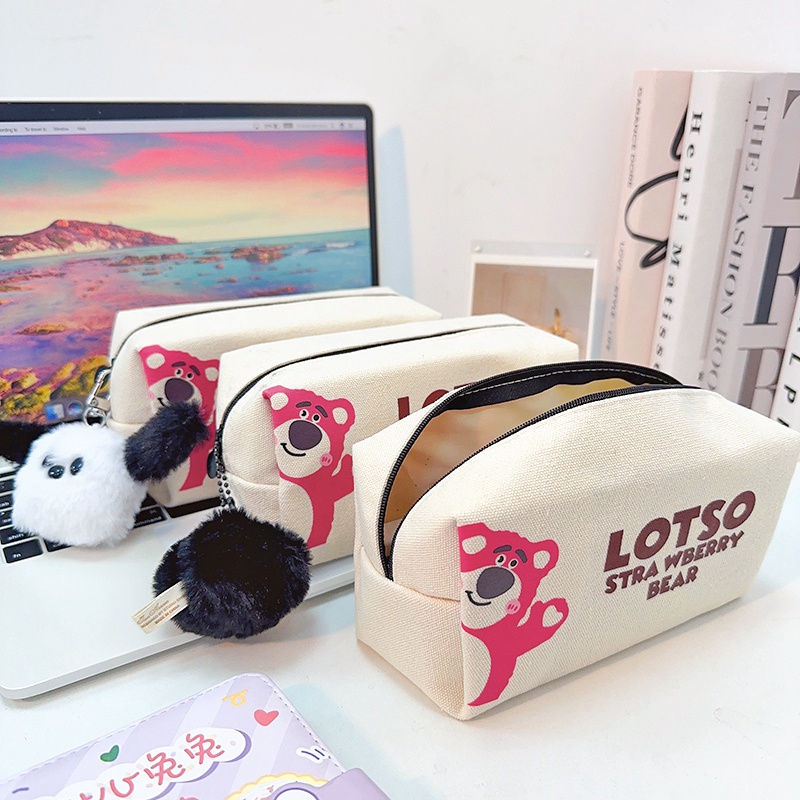 Túi Đựng Bút Bằng Vải Canvas Thiết Kế Hình Cún Con Dễ Thương Dành Cho Học Sinh