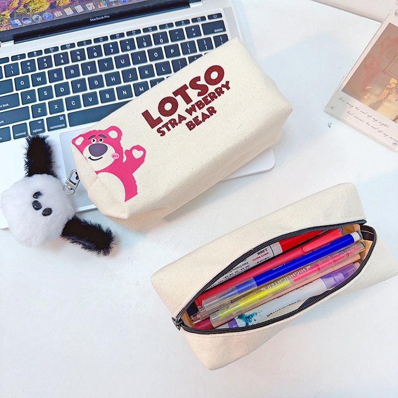 Túi Đựng Bút Bằng Vải Canvas Thiết Kế Hình Cún Con Dễ Thương Dành Cho Học Sinh