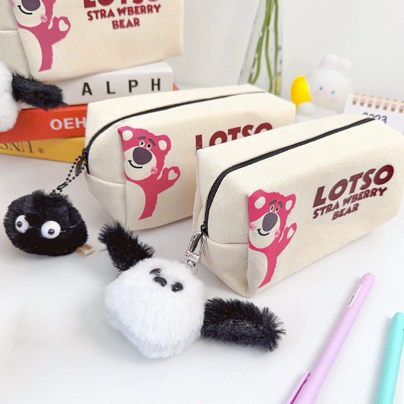 Túi Đựng Bút Bằng Vải Canvas Thiết Kế Hình Cún Con Dễ Thương Dành Cho Học Sinh