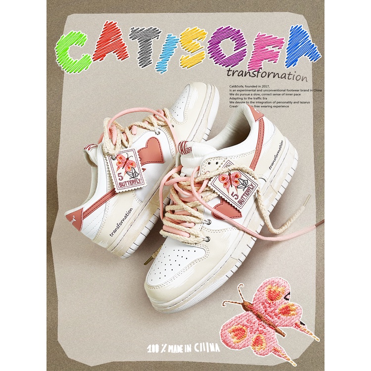 [CHÍNH HÃNG] Giày Cat & Sofa, Giày Sneaker Thể Thao Cat Sofa Bufterfly Letter Pink Nhẹ Nhàng Xinh Xắn AC278
