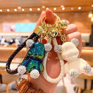 Móc khóa gấu thời trang TEDDY đính đá siêu xinh. Phụ kiện trang trí móc khóa xe, túi xách, balo