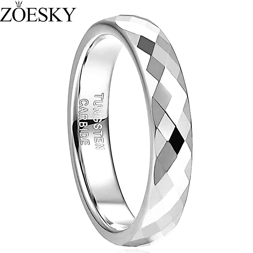 Zoesky Vòng Cưới Bằng Bạc Bóng Mép Trần 4mm Thoải Mái Kích Thước 4-11.5 Cho Nữ