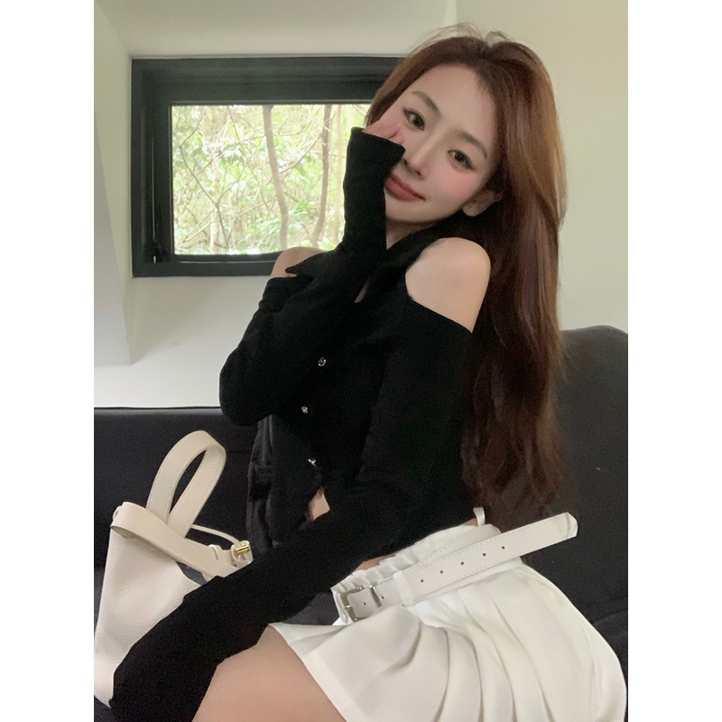 QKOOLE  Chân Váy Đuôi Cá Denim Mỏng Lưng Cao Thời Trang Mới Cho Nữ