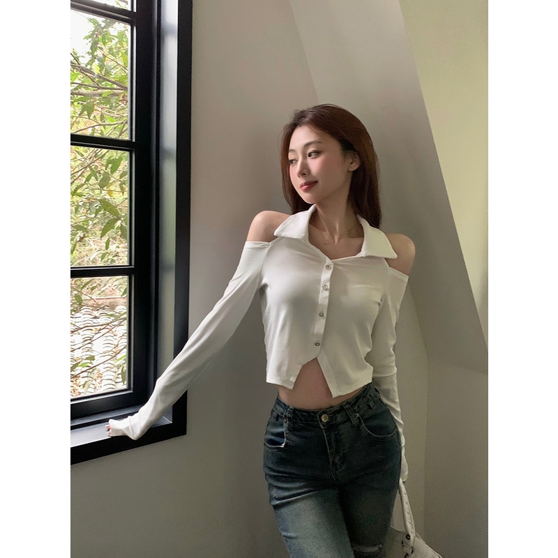 QKOOLE  Chân Váy Đuôi Cá Denim Mỏng Lưng Cao Thời Trang Mới Cho Nữ