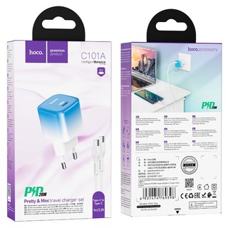 (Hỏa Tốc HCM)-Bộ cóc + cáp sạc nhanh Type C 3.4A(Max) 20W HoCo C101A