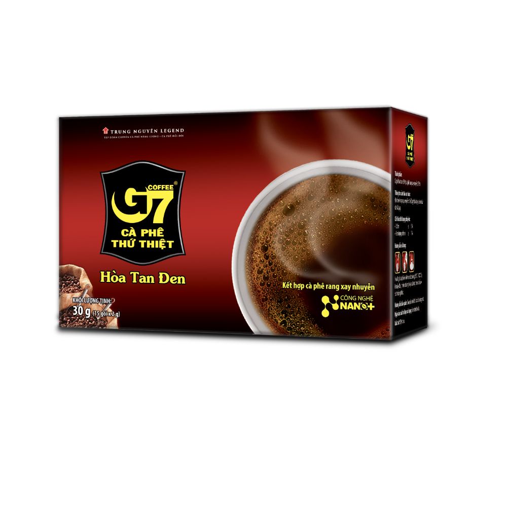 Cà phê G7 hòa tan đen - Trung Nguyên Legend - Hộp 15 gói x 2gr