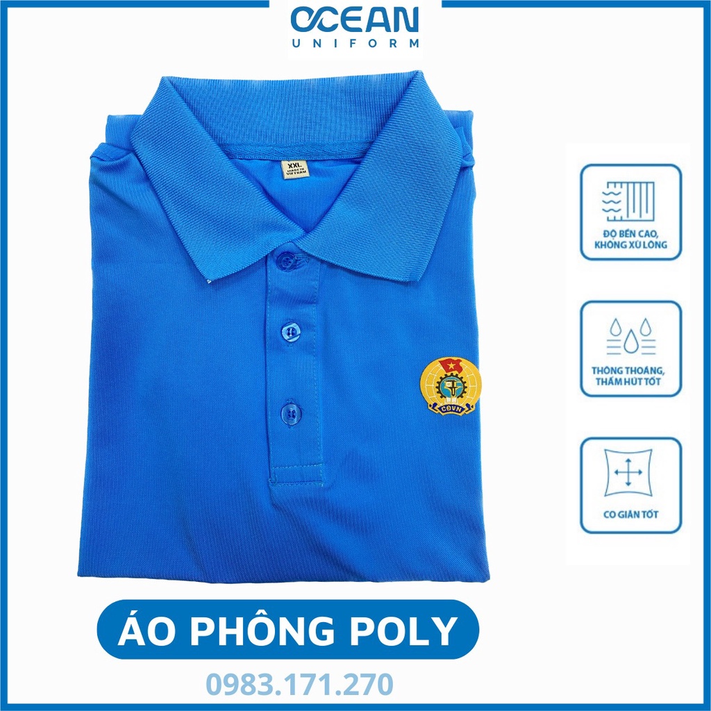 Áo phông công đoàn việt nam ,áo thun công đoàn nam nữ cổ bẻ loại tiêu chuẩn vải poly thái thoáng mát, form dáng đẹp