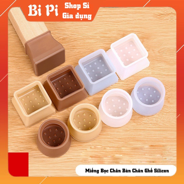 Vỏ bọc, miếng bọc chân bàn ghế silicon dày hình tròn, hình vuông chống trơn trượt và trầy gạch rất tiện dụng