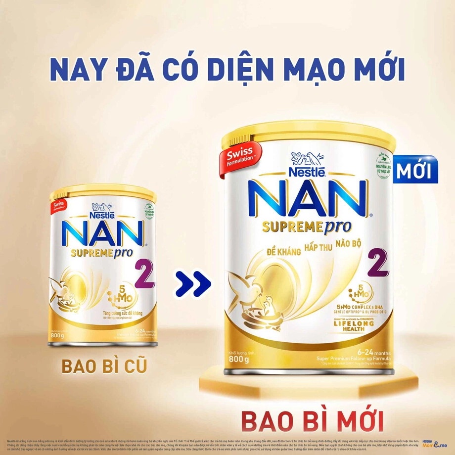 Sữa bột Netsle Nan SUPREME PRO 5HMO Số 2 800g (Mới)_Duchuymilk
