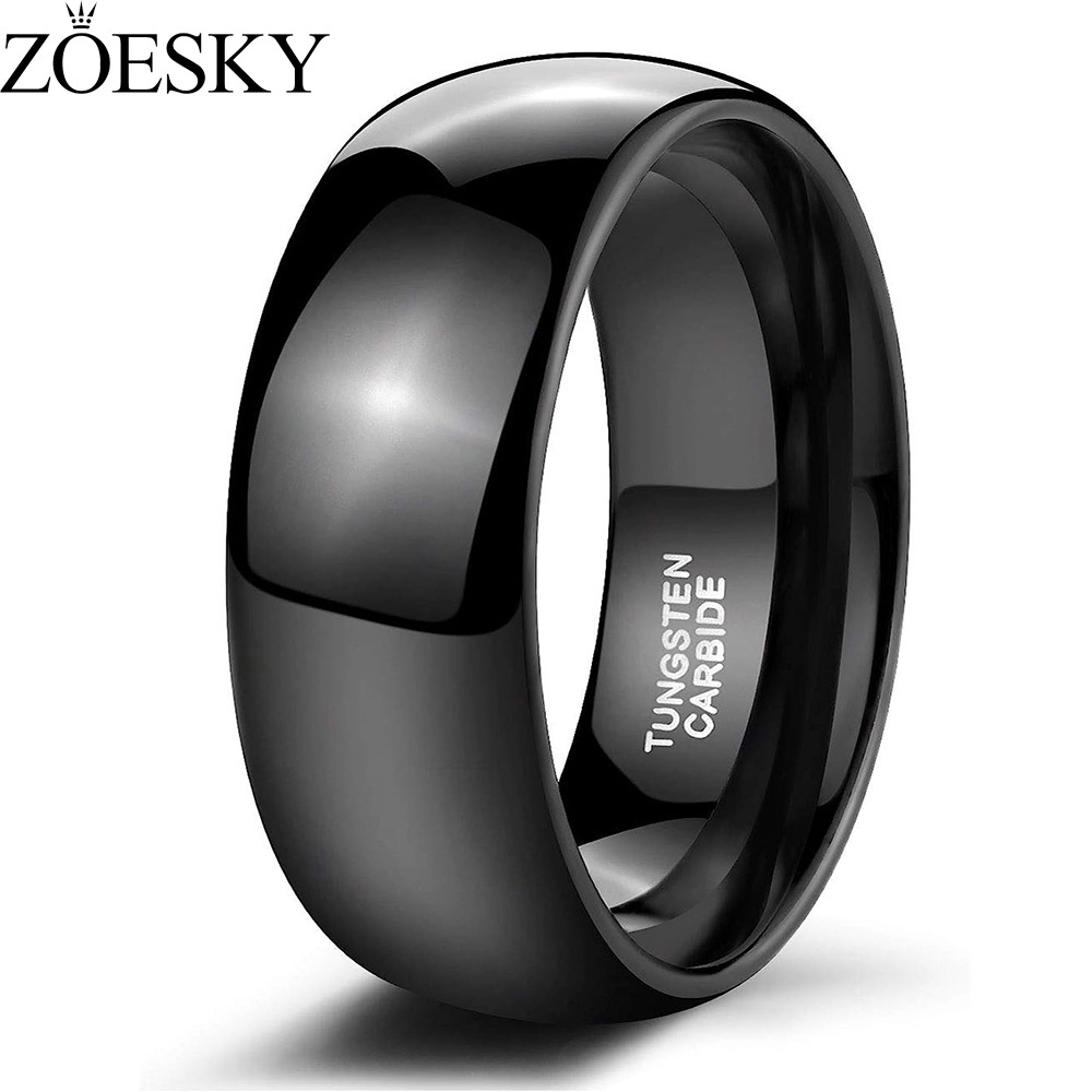 Zoesky Nhẫn Cưới Màu Đen Đường Kính 8mm size 5-15
