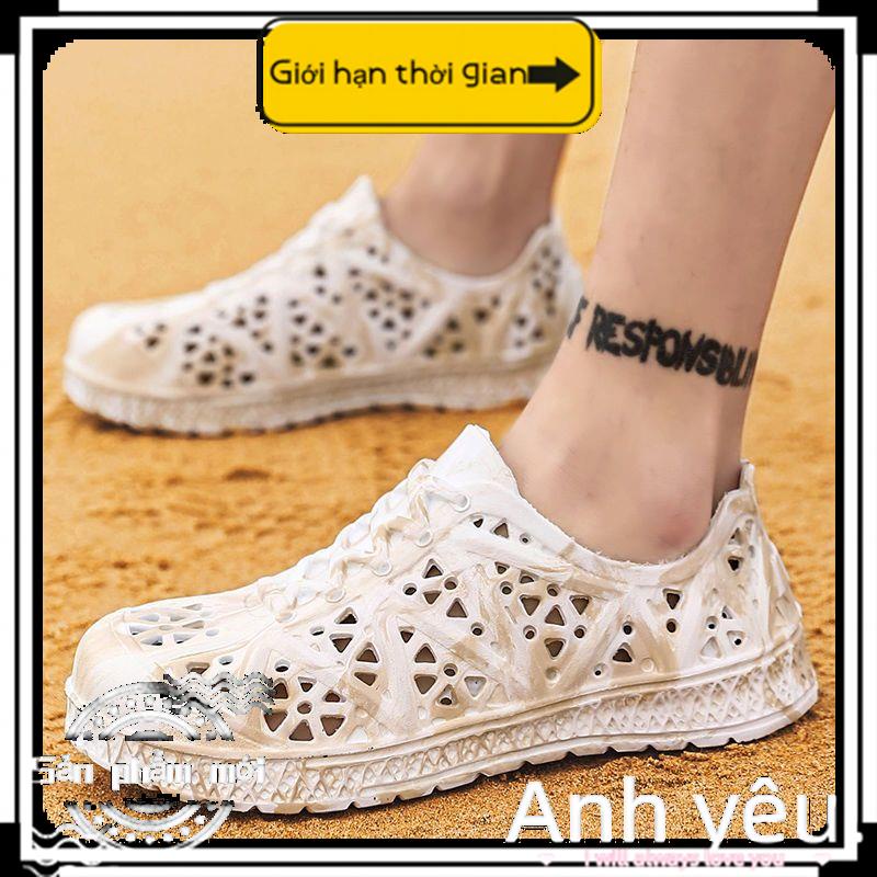 Giày Sandal Nhựa Đế Mềm Dày Chống Trượt Họa Tiết Rằn Ri Thời Trang Đi Biển Mùa Hè Cho Nam Sinh Camou