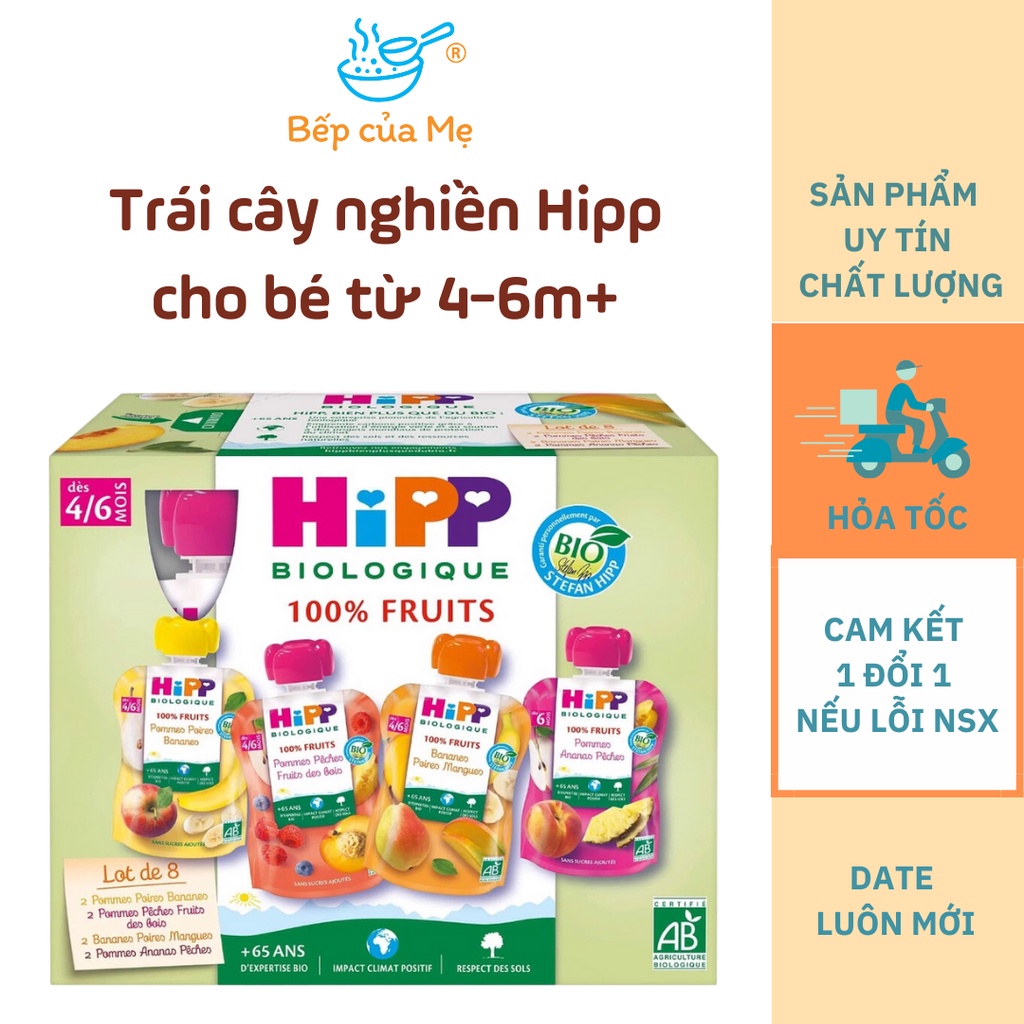 Trái cây, hoa quả ngiền cho bé ăn dặm Hipp của Pháp thơm ngon bổ dưỡng, Shop Bếp Của Mẹ