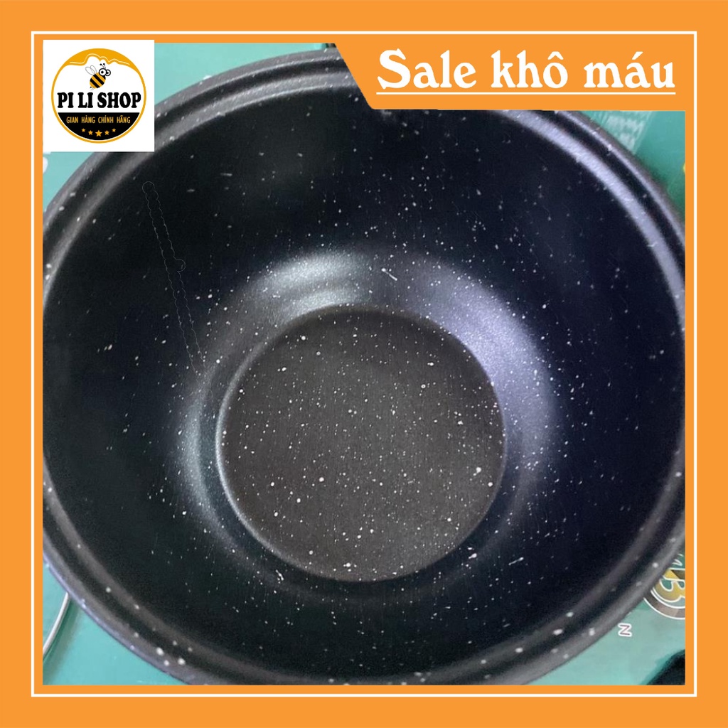 Nồi lẩu điện mini 2 tầng chống dính kèm khay hấp Inox, nồi nấu đa năng Shanban siêu xịn