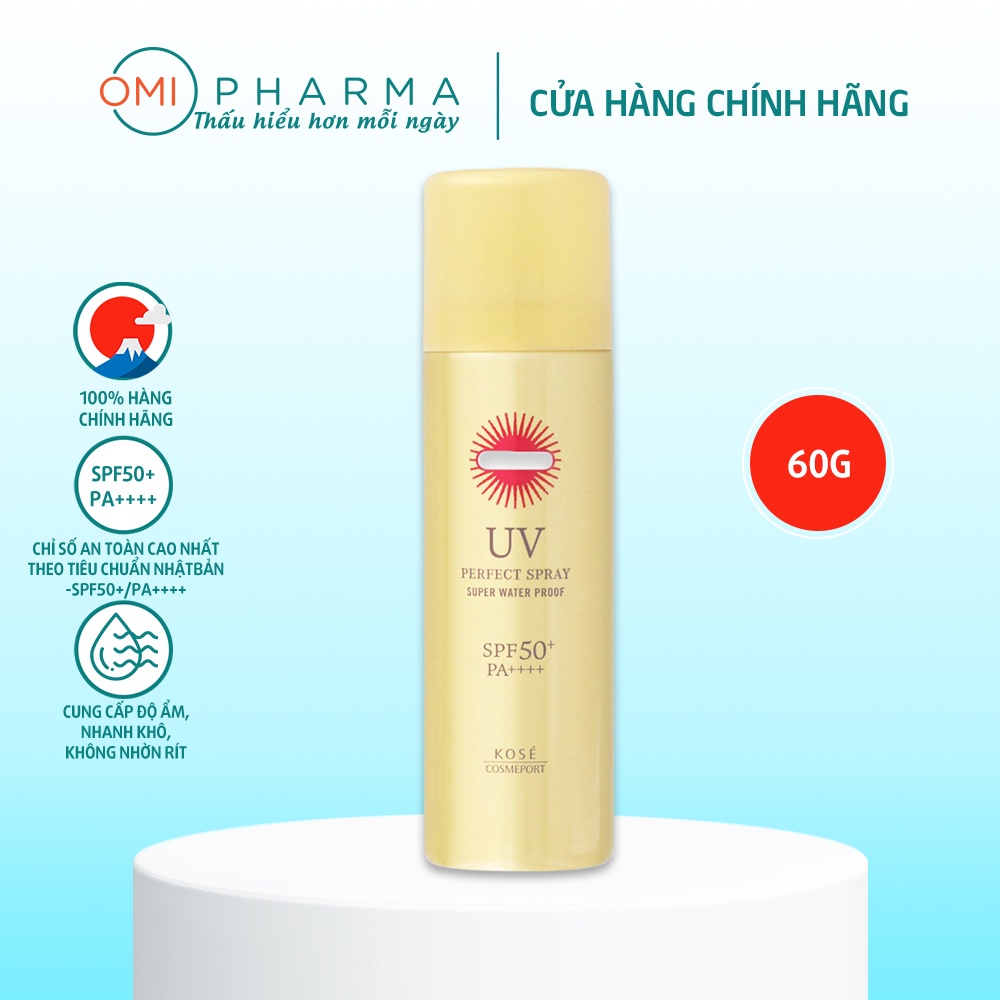 Xịt Chống Nắng Siêu Chống Nước Kosé Suncut Uv Perfect Spray Super Waterproof Spf50+/Pa++++ (60g)