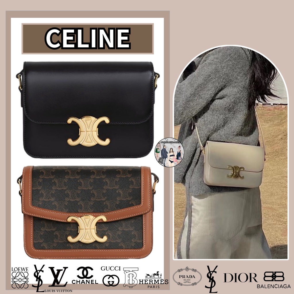 Túi xách Celine/TEEN TRIOMPHE Da bò bóng/Phong cách mới nhất/Mua hàng chính hãng/Sản phẩm giảm giá miễn thuế