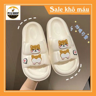 Dép nữ quai ngang đế bánh mì hình corgi,dép bánh mì nữ quai ngang êm chân siêu nhẹ