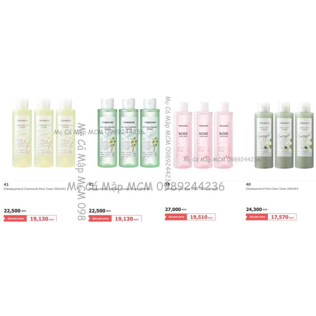 MINI 25ml Nước hoa hồng Mamonde các loại MCM Mẹ Cá Mập