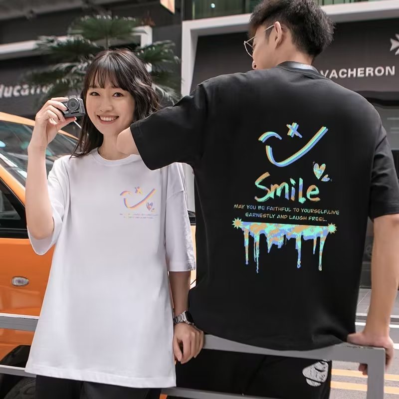 Khí Chất Lười Biếng Đơn Giản Nam Tay Năm Phần Tư Trẻ Trung Phổ Biến Mùa Hè Cổ Tròn RờiTÁo Sơ Mi Sành Điệu Thời Trang Thư