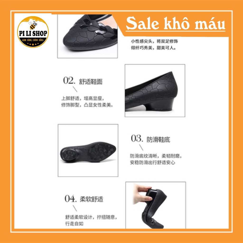 Giày nữ,giày búp bê lá họa tiết trái tim nhựa dẻo không thấm nước