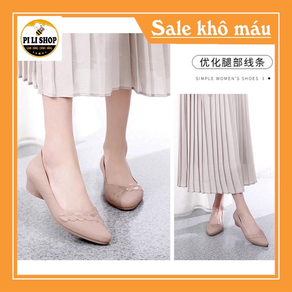 Giày nữ,giày búp bê lá họa tiết trái tim nhựa dẻo không thấm nước