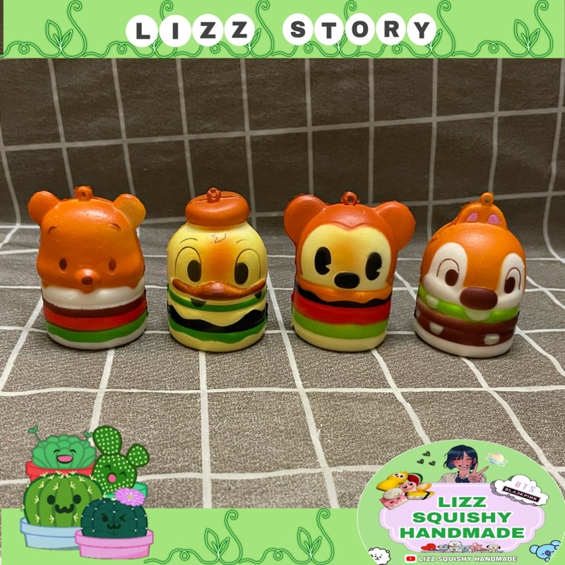Squishy bánh hamburger disney,móc khoá balo (Đọc Mô Tả)