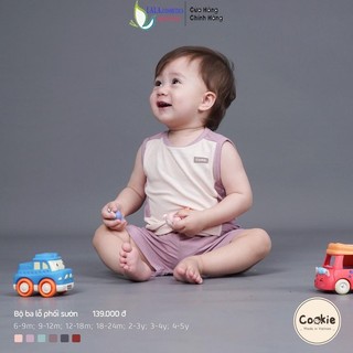 Bộ ba lỗ phối sườn chất cotton lạnh COOKIE cho bé