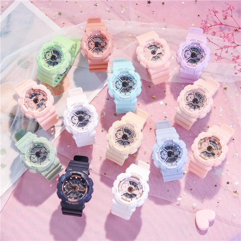 Đồng Hồ Đeo Tay Điện Tử Chống Nước Hình Kỳ Lân Màu Macaron 2021 Cho Nữ Sinh Trung Học