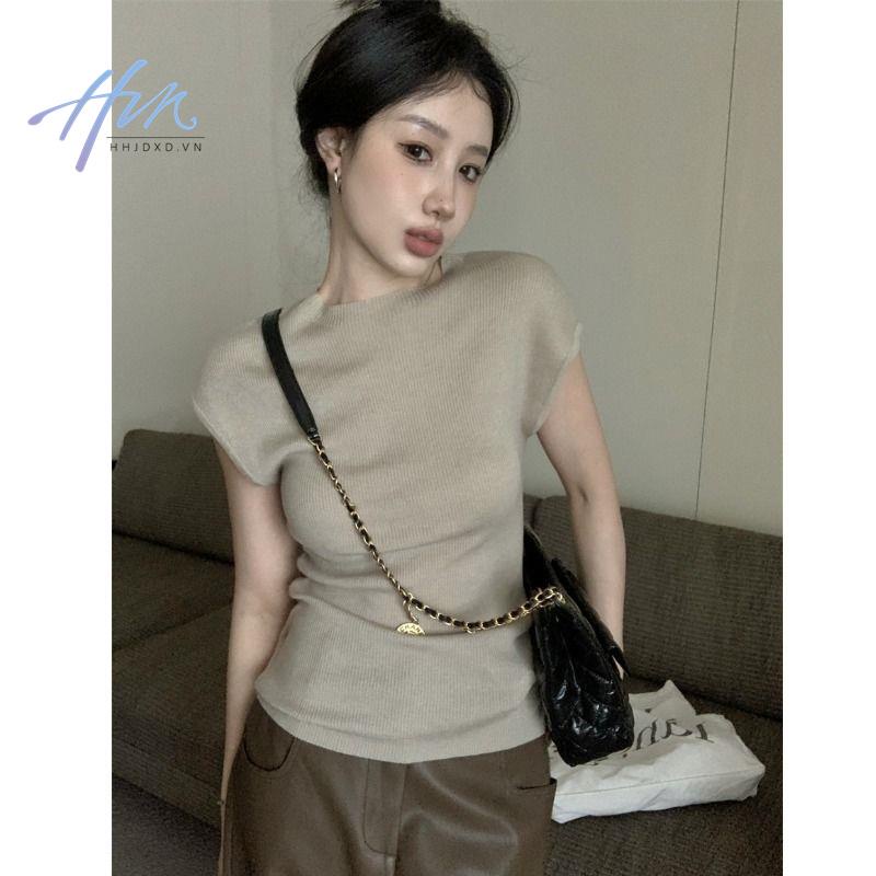 Áo Thun Tay Ngắn Cổ Cao Ôm Dáng Phong Cách Xuân Hè Mới Cho Nữ