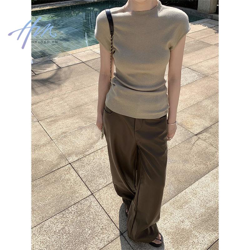 Áo Thun Tay Ngắn Cổ Cao Ôm Dáng Phong Cách Xuân Hè Mới Cho Nữ