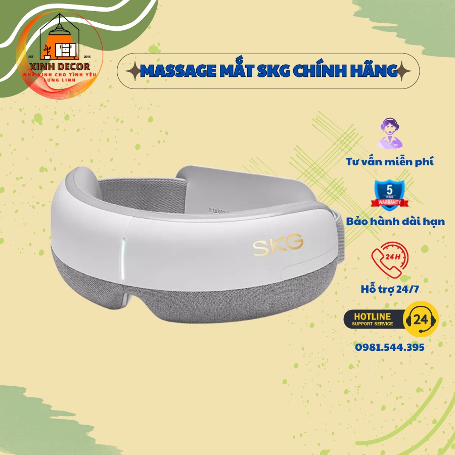 Máy mát xa mắt SKG E3 chính hãng - Eye massager nén nhiệt, nghe nhạc qua Bluetooth, thư giãn mát xa mắt (1 đổi 1 )