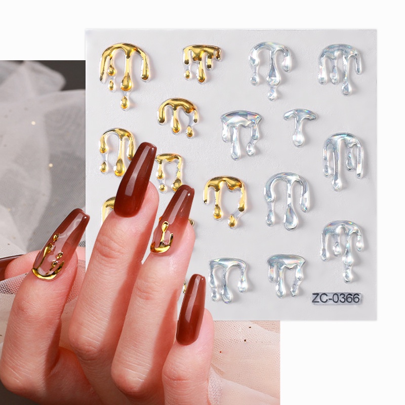 UR SUGAR Miếng Dán Trang Trí Móng Tay 5D Họa Tiết Kẻ Sọc / Hình Học Độc Đáo