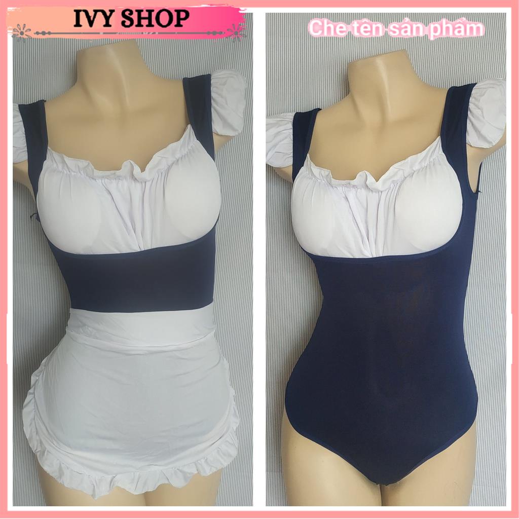 Cosplay Hầu Gái Sexy _ HGBD Xanh Có Đệm Và HGD004 Ren không đệm ngực - Ivyshop
