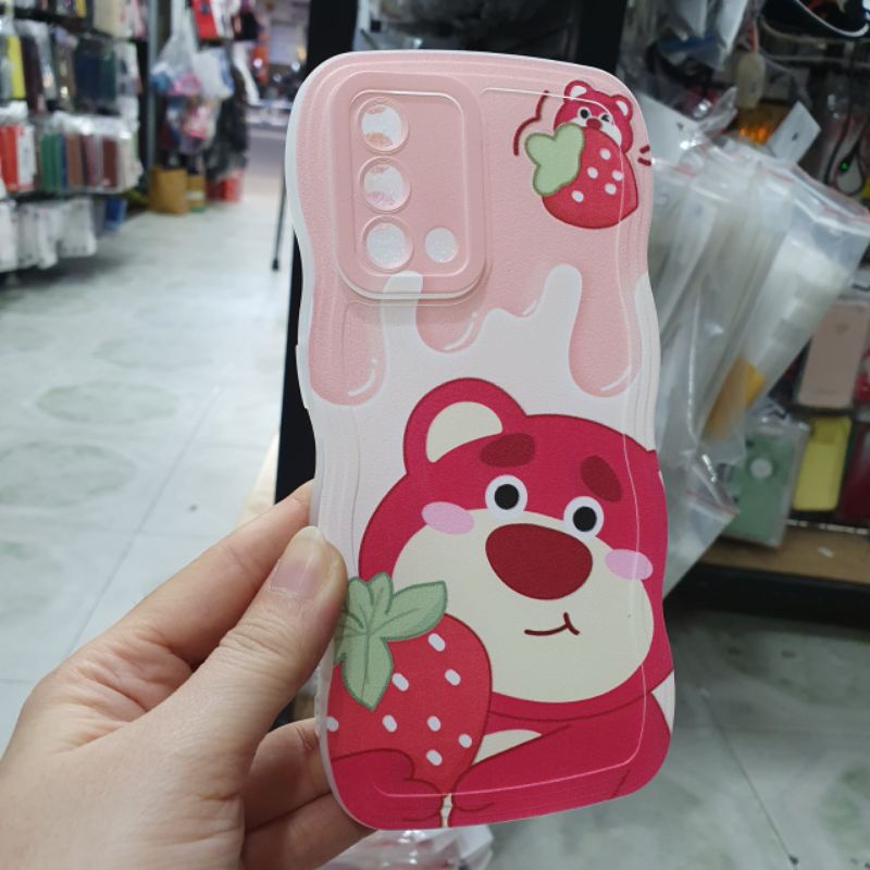 Ốp lưng Oppo A74 4G dẻo viền lượng sóng lưng in hình gấu dâu có bảo vệ camera
