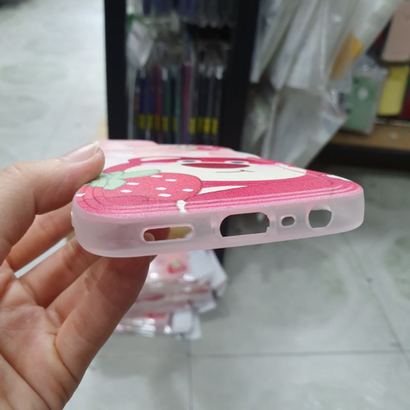Ốp lưng Oppo A74 4G dẻo viền lượng sóng lưng in hình gấu dâu có bảo vệ camera