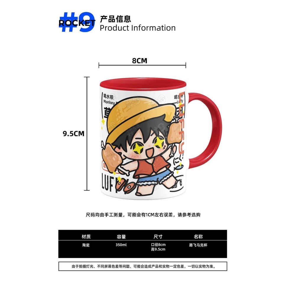 Cốc Sứ Uống Nước In Hình Nhân Vật Luffy Trong Phim Hoạt Hình Monkey D. Luffy ONE PIECE
