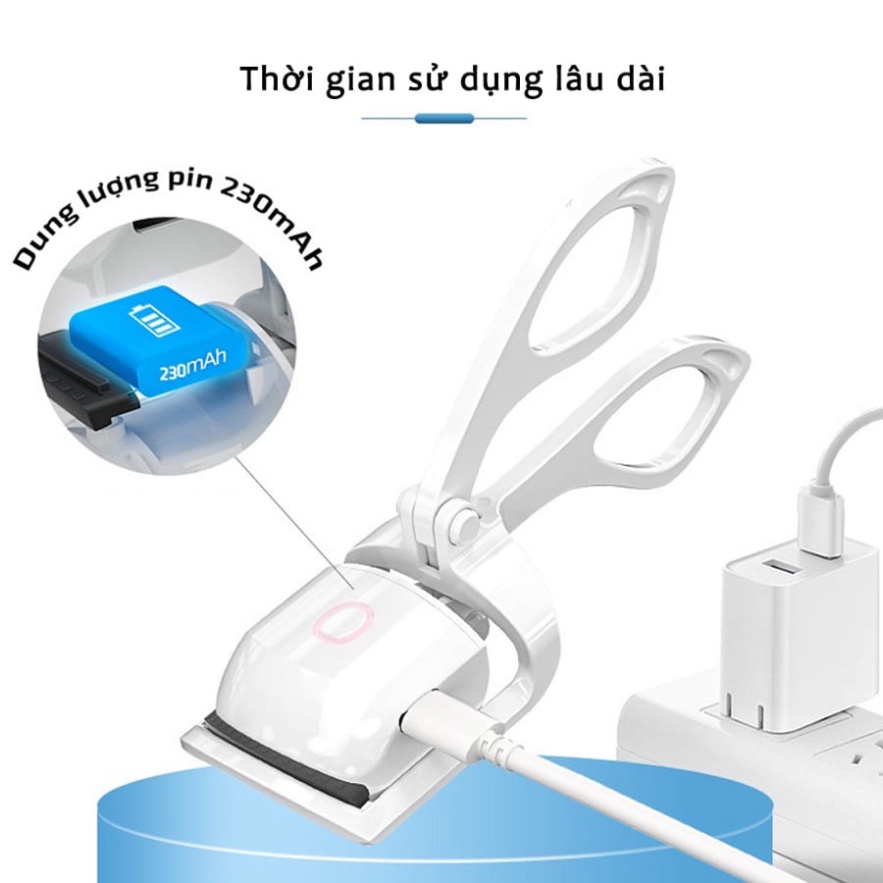 Máy Uốn Mi Điện Thông Minh - Kẹp Uốn Mi Nhiệt Đa Năng Nhỏ Gọn Làm Cong Nhanh Chóng Kèm Sạc USB Tiện Lợi