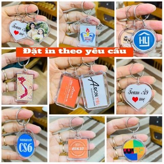 Móc khoá in theo yêu cầu mica trong / móc treo khoá đặt in hình