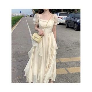 Đầm midi tiểu thư phối viền bèo phong cách retro