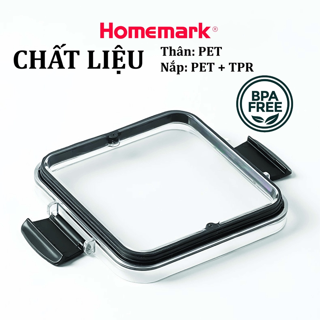 Bộ 3 hộp đựng ngũ cốc đồ khô cao cấp HOMEMARK nắp kín chống ẩm, nhựa trong suốt nguyên sinh có giấy kiểm định an toàn