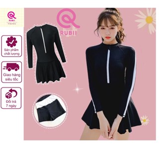 Bikini Tay Dài Hàn Quốc, Bộ Đồ Bơi 1 Mảnh Quần Váy, Áo Tắm Che Bụng SAVVY