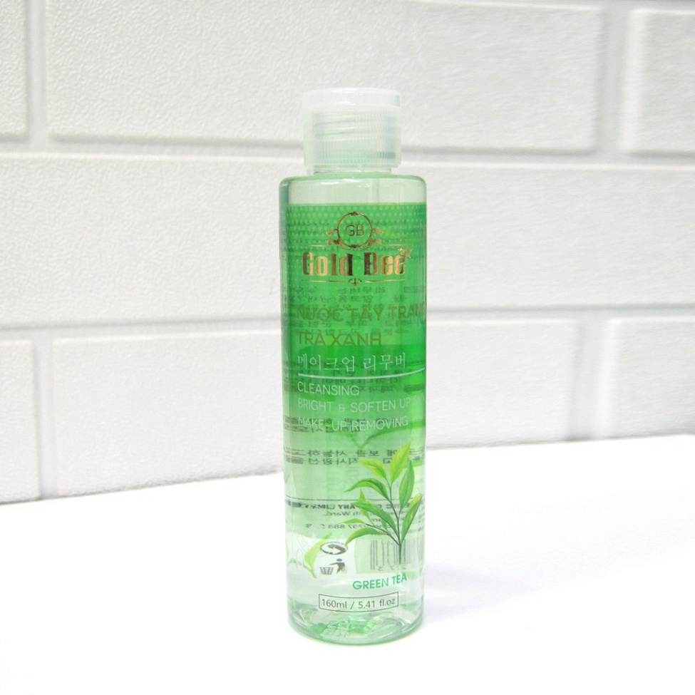 Nước tẩy trang không cồn tinh chất trà xanh Gold Bee 160ml làm sạch mỹ phẩm, bụi bẩn, bã nhờ trên da mặt