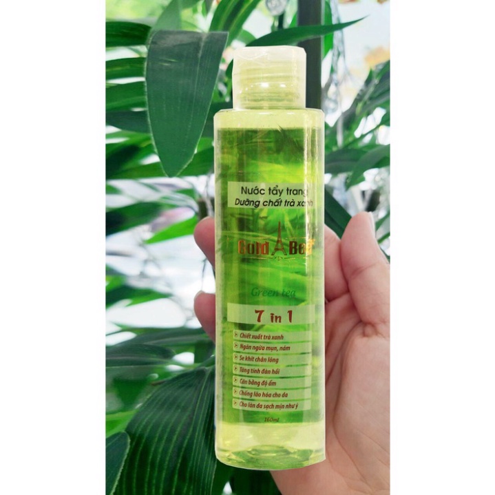 Nước tẩy trang không cồn tinh chất trà xanh Gold Bee 160ml làm sạch mỹ phẩm, bụi bẩn, bã nhờ trên da mặt