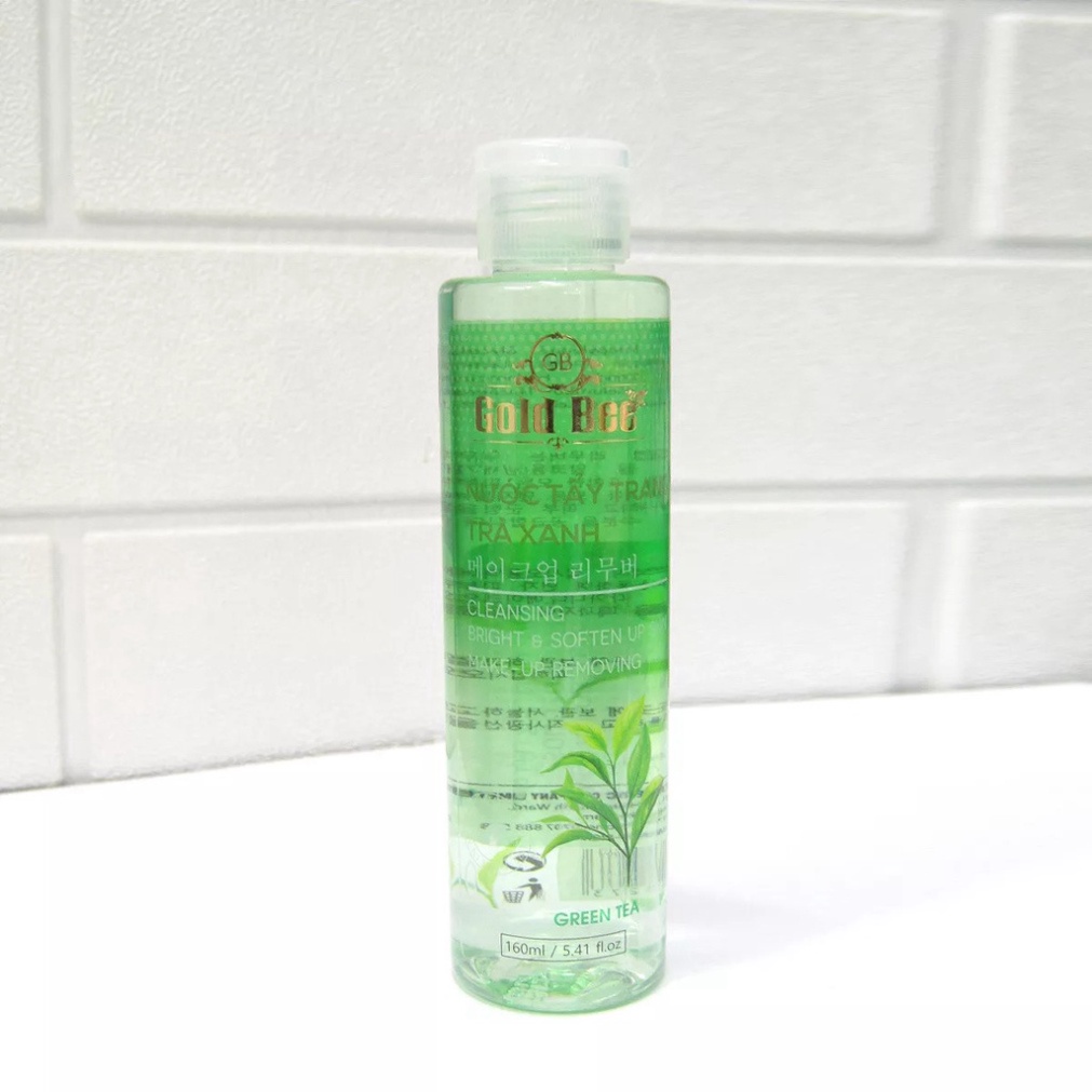 Nước tẩy trang không cồn tinh chất trà xanh Gold Bee 160ml làm sạch mỹ phẩm, bụi bẩn, bã nhờ trên da mặt
