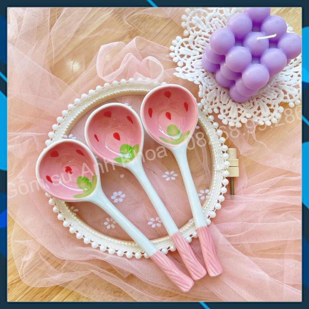 Set Chén dĩa sứ Bát ăn cơm Đĩa sứ Dễ thương Decor Bộ dâu hồng trang trí món ăn cực đẹp.