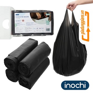 Lô 04 cuộn Túi rác tự hủy có quai tiện dụng Soji INOCHI (Đủ cỡ 10l, 25l, 50l) bịch rác nhựa nguyên sinh không mùi