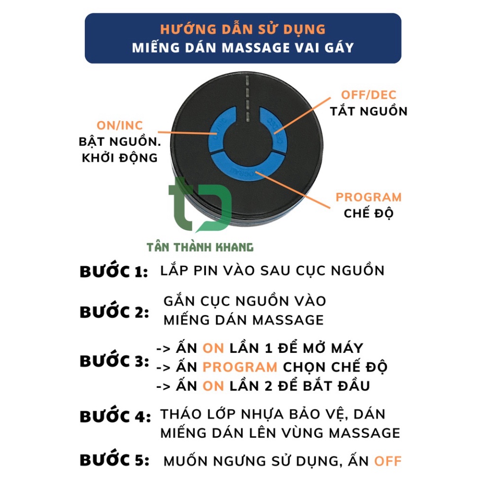 Miếng dán massage xung điện cổ vai gáy, bắp tay, lưng , pin sạc - Máy massage mini toàn thân