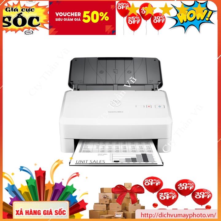 Máy Scan cũ siêu tốc 2 mặt tự động Hp 3000s3 hàng like new chất lượng có bảo hành INECO
